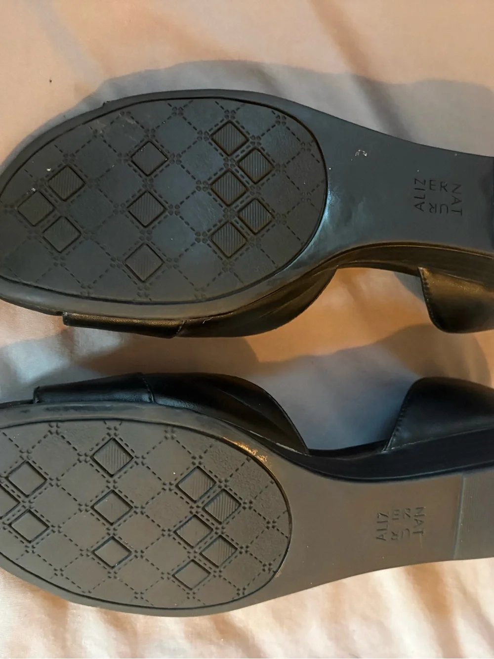 Black Open-Toe Leather Flats